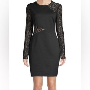 BCBG Women’s Cocktail Formal Black Lace Sheath NEW Jorden Dress long sleeve M